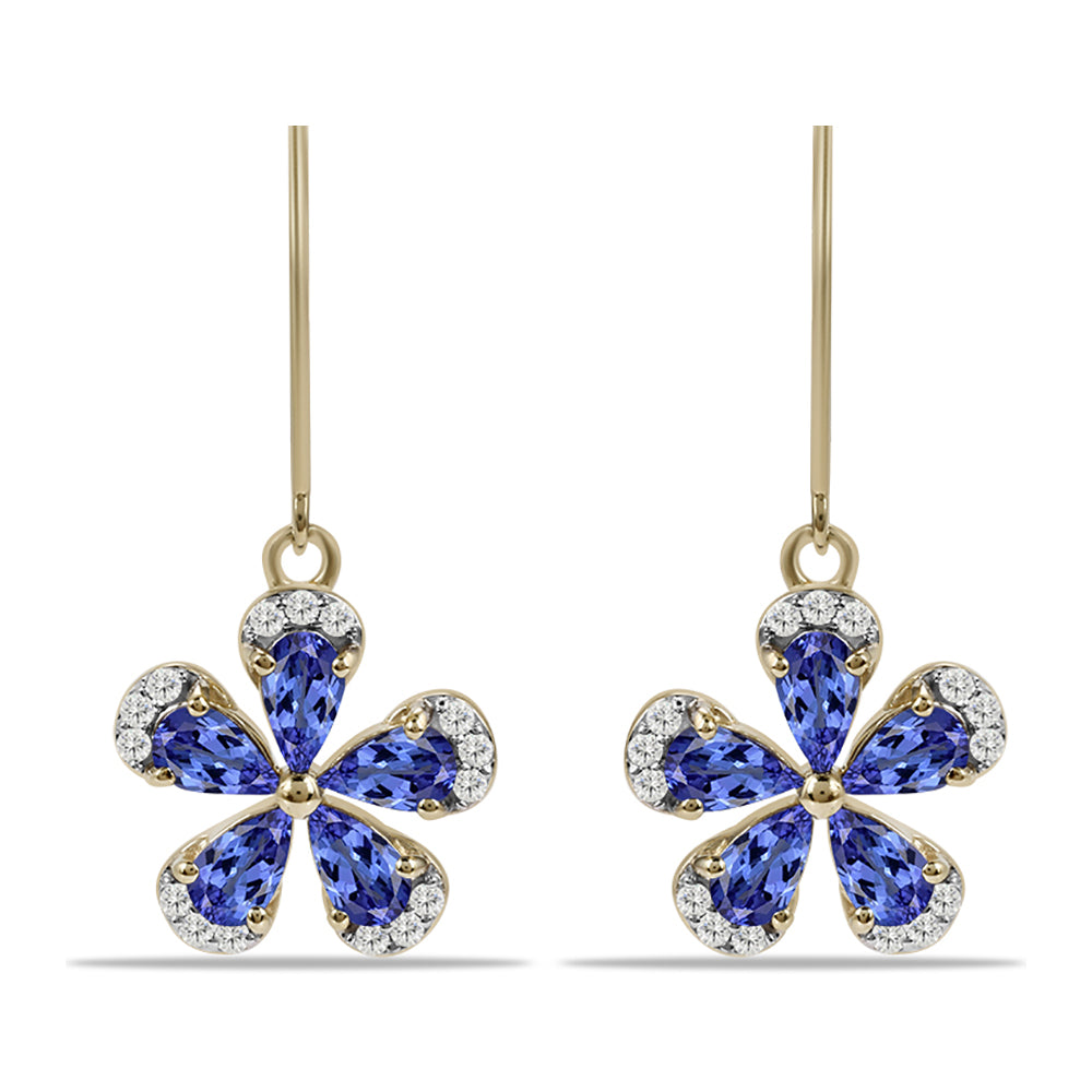 Pendientes de Oro 9K con Tanzanita AAA y Zircón blanco natural 1 