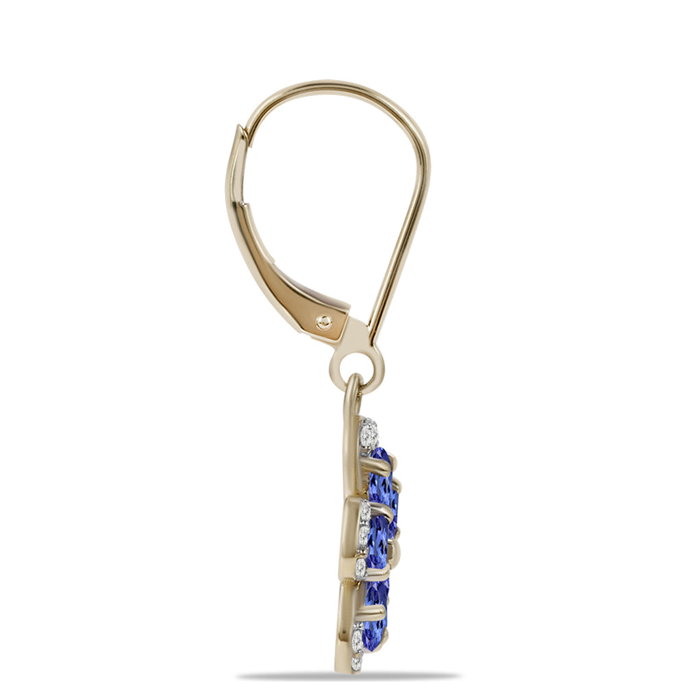 Pendientes de Oro 9K con Tanzanita AAA y Zircón blanco natural 2 