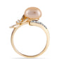 Anillo de Plata Bañada en Oro con Perla Dorada de Agua Dulce y Topacio Blanco