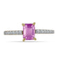 Anillo de Plata Bañada en Oro con Fluorita rosa y Topacio Blanco