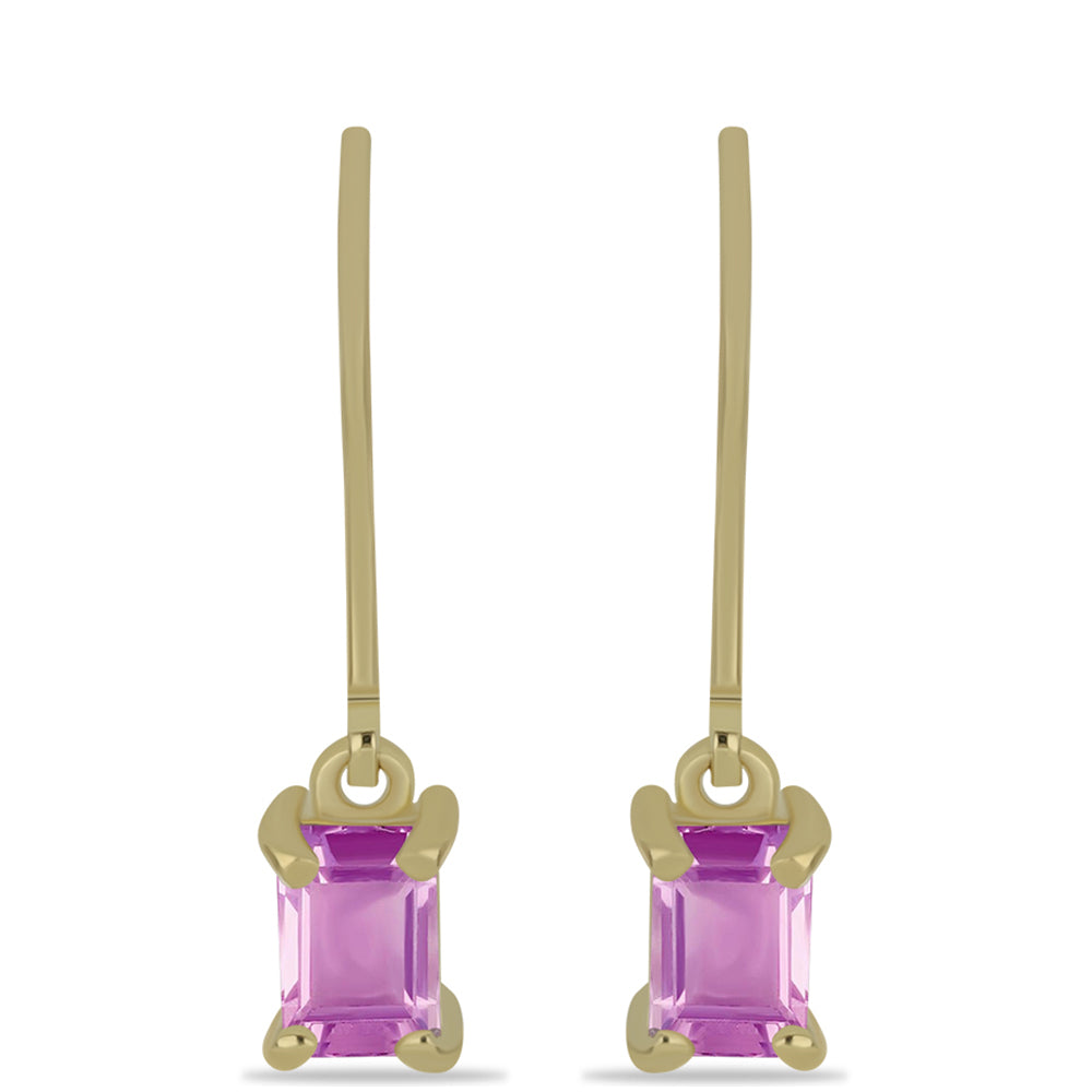Pendientes de Plata Bañada en Oro con Fluorita rosa