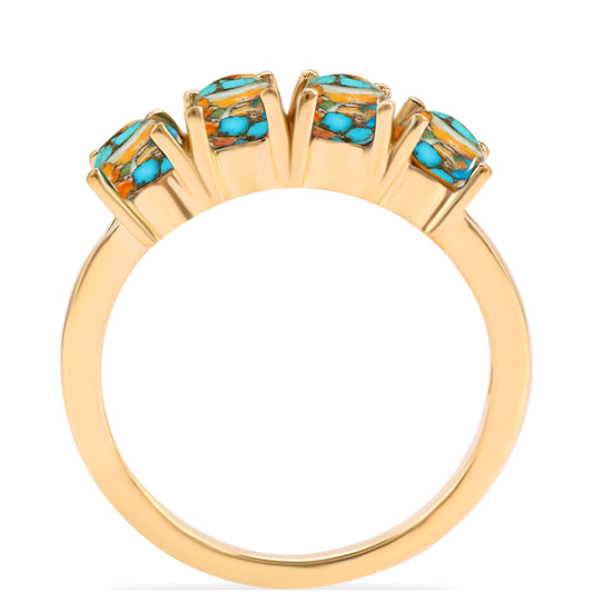 Anillo de Plata Bañada en Oro con Turquesa Ostra