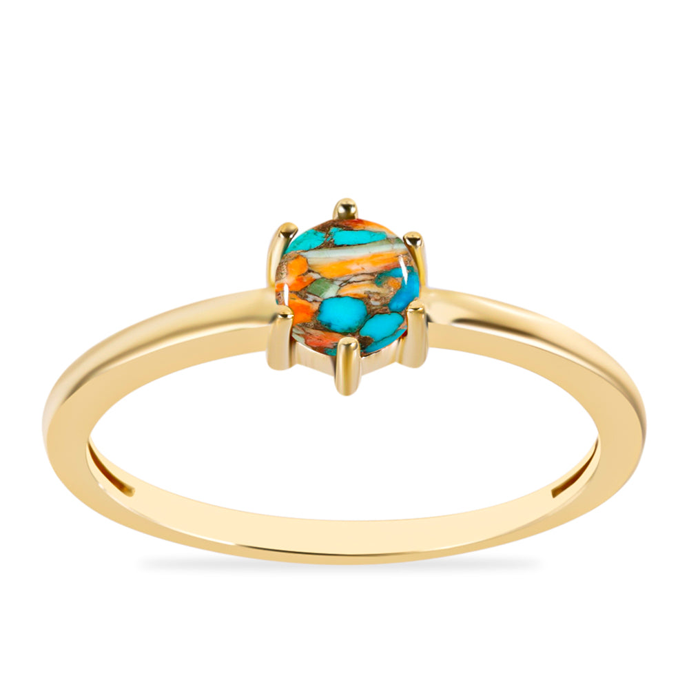 Anillo de Plata Bañada en Oro con Turquesa Ostra 3 