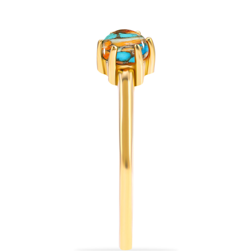 Anillo de Plata Bañada en Oro con Turquesa Ostra 4 