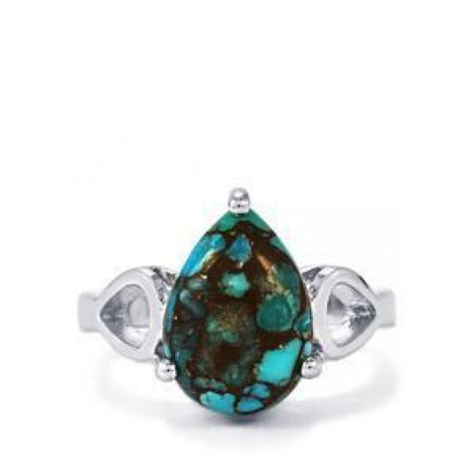 Anillo de Plata Bañada en Oro con Turquesa Ostra