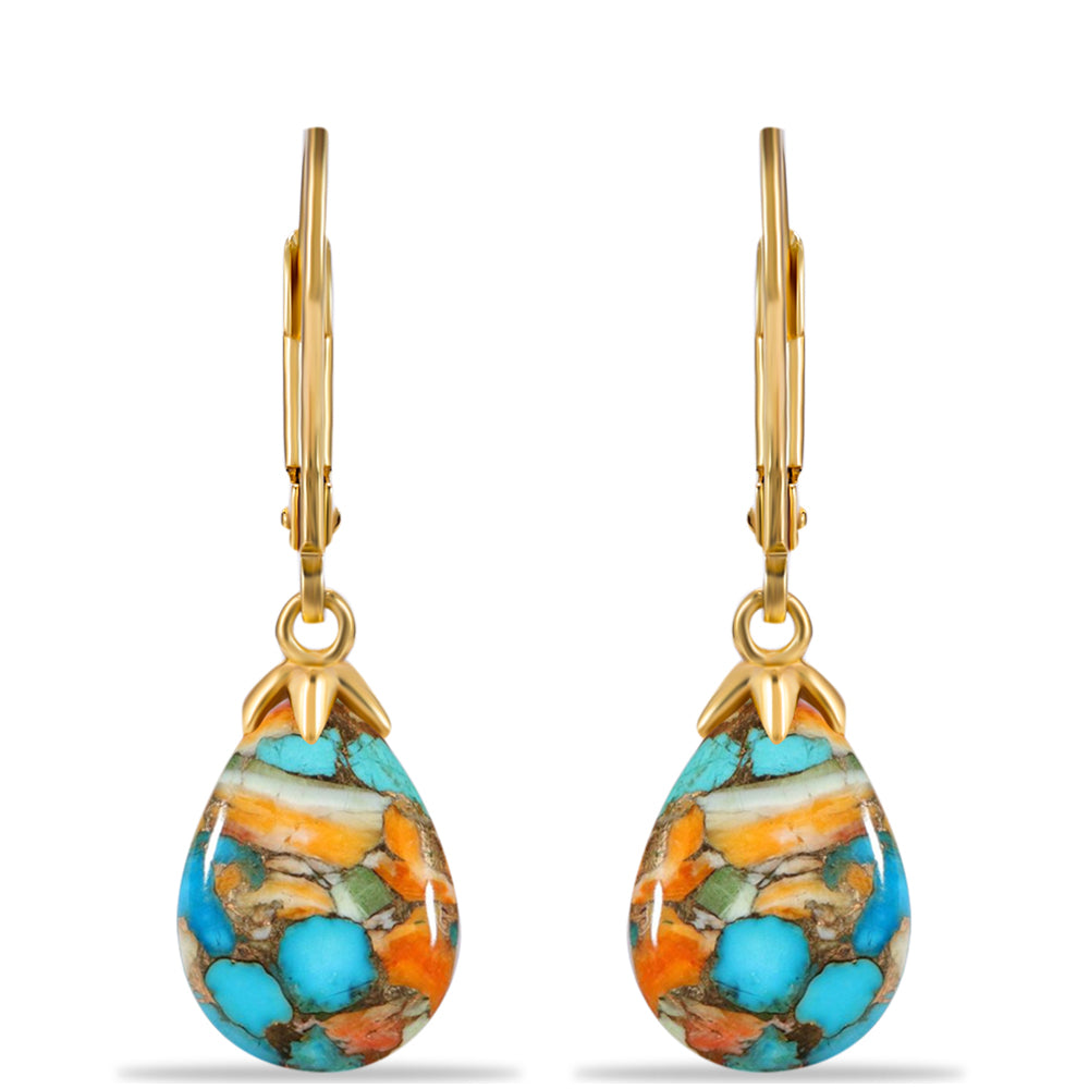 Pendientes de Plata Bañada en Oro con Turquesa Ostra 1 