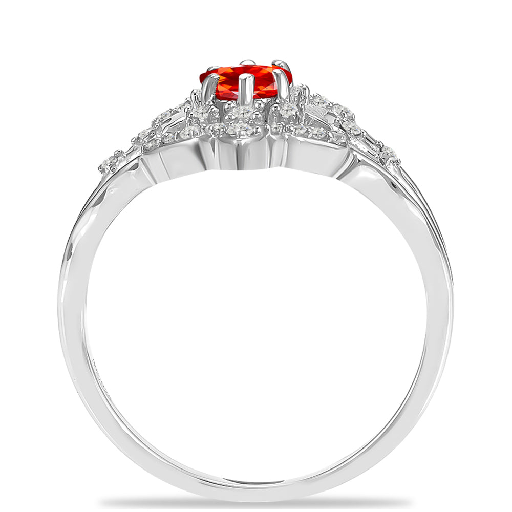 Anillo de Plata con Ópalo Rojo etíope de Lega Dembi y Topacio Blanco 2 