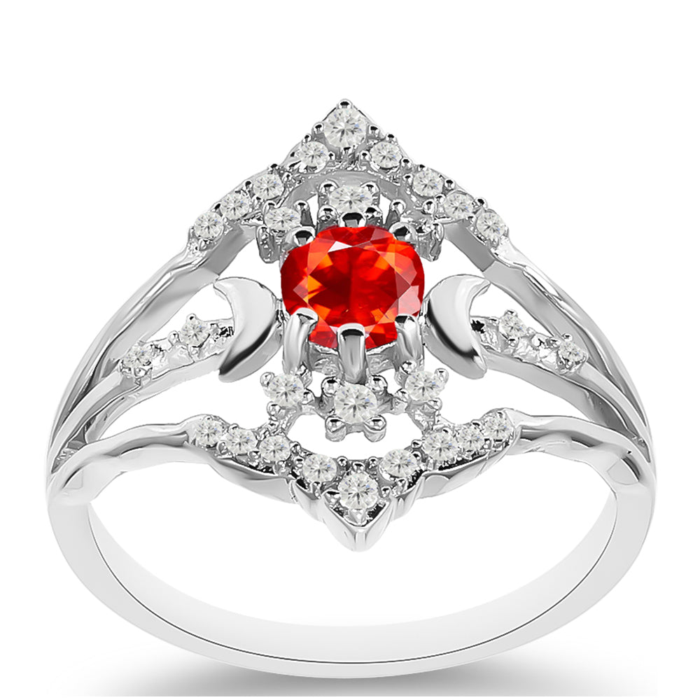 Anillo de Plata con Ópalo Rojo etíope de Lega Dembi y Topacio Blanco 3 