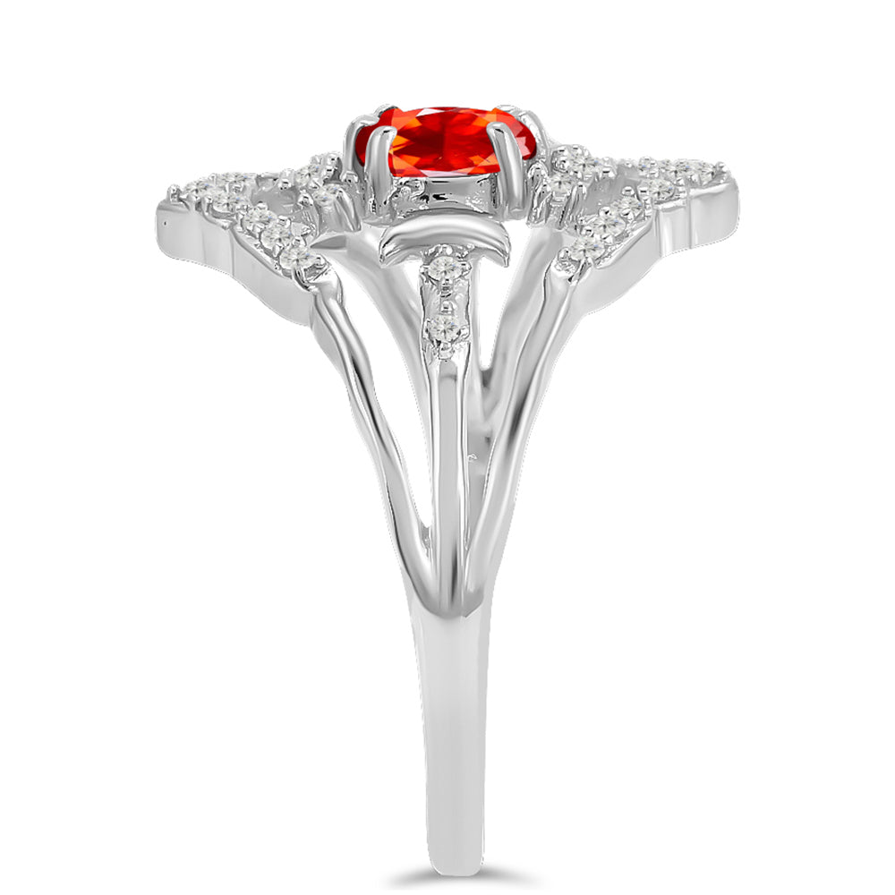 Anillo de Plata con Ópalo Rojo etíope de Lega Dembi y Topacio Blanco 4 