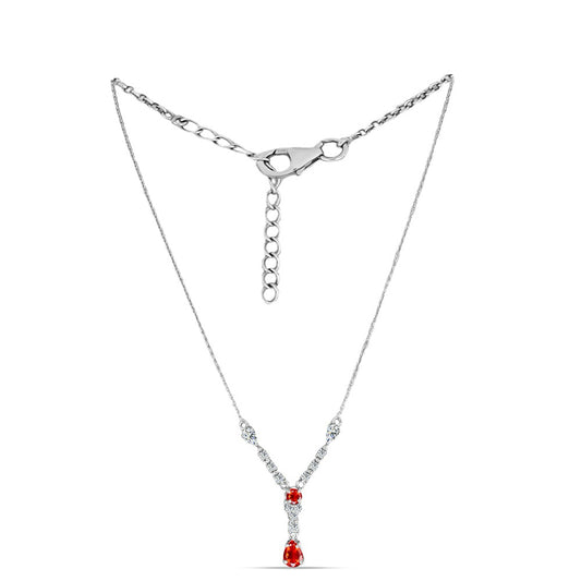 Collar de Plata con Ópalo Rojo etíope de Lega Dembi y Topacio Blanco