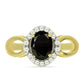 Anillo de Plata Bañada en Oro con Ónix Negro y Topacio Blanco