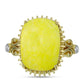 Anillo de Plata Bañada en Oro con Serpentina Amarilla y Topacio Blanco