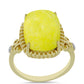 Anillo de Plata Bañada en Oro con Serpentina Amarilla y Topacio Blanco