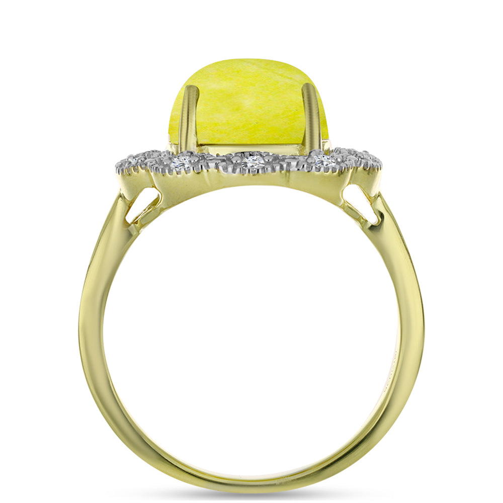 Anillo de Plata Bañada en Oro con Serpentina Amarilla y Topacio Blanco 2 