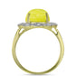 Anillo de Plata Bañada en Oro con Serpentina Amarilla y Topacio Blanco