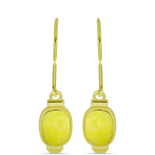 Pendientes de Plata Bañada en Oro con Serpentina Amarilla