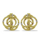 Pendientes de Plata Bañada en Oro con Diamante Champagne y Diamante blanco