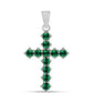 Cruz Colgante de Plata con Turmalina Verde