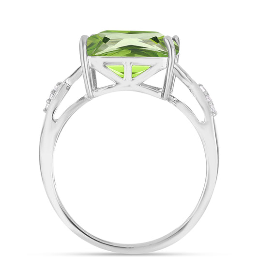 Anillo de Plata con Cuarzo Verde Helecho y Topacio Blanco