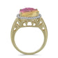 Anillo de Plata Bañada en Oro con Fluorita morada y Topacio Blanco