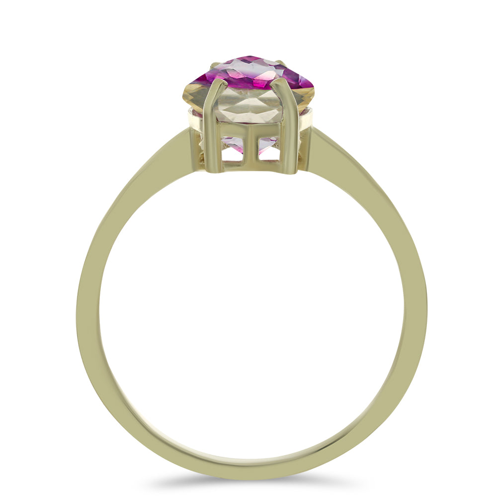 Anillo de Plata Bañada en Oro con Fluorita morada