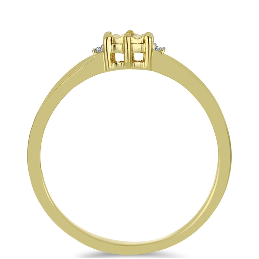 Anillo de Plata Bañada en Oro con Diamante Champagne y Diamante blanco 2 