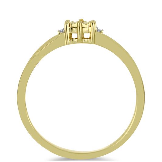 Anillo de Plata Bañada en Oro con Diamante Champagne y Diamante blanco