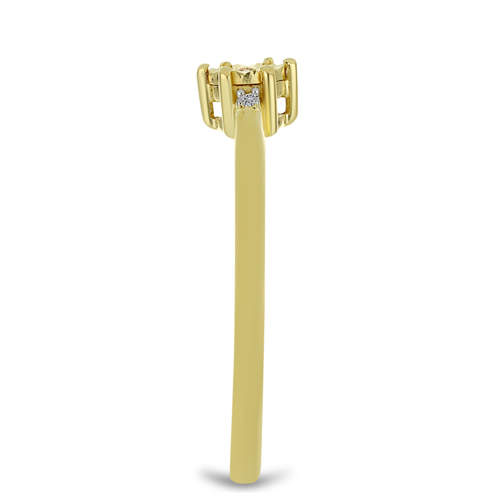 Anillo de Plata Bañada en Oro con Diamante Champagne y Diamante blanco 4 