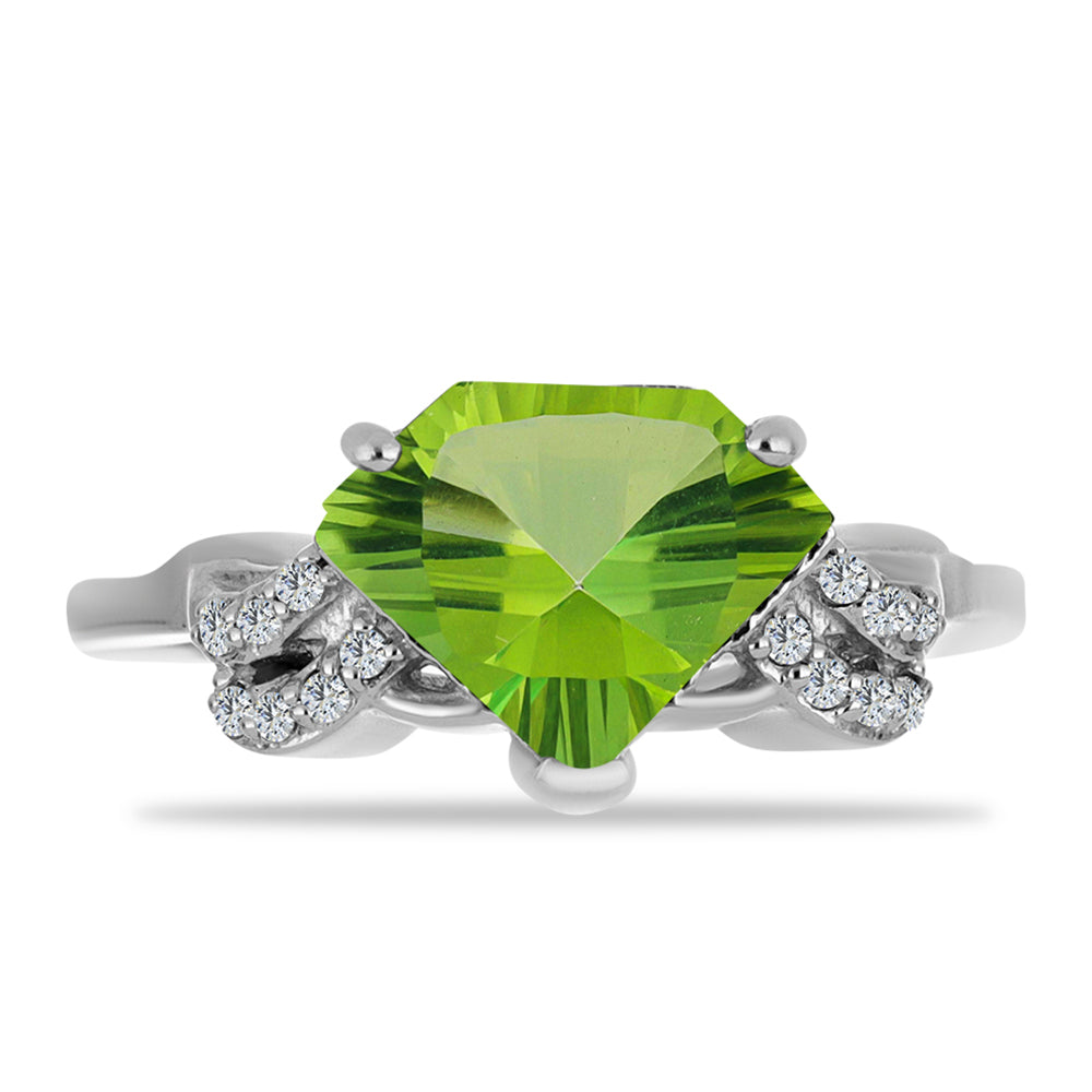 Anillo de Plata con Cuarzo Verde Helecho y Topacio Blanco 1 
