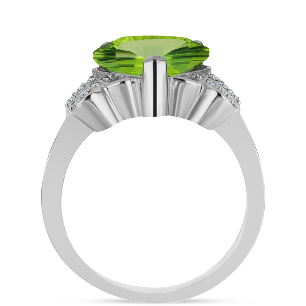 Anillo de Plata con Cuarzo Verde Helecho y Topacio Blanco 2 