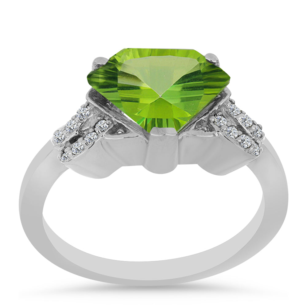 Anillo de Plata con Cuarzo Verde Helecho y Topacio Blanco 3 