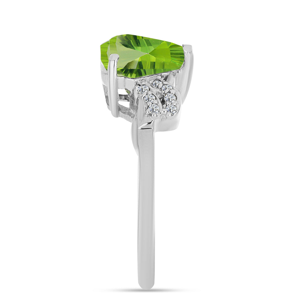 Anillo de Plata con Cuarzo Verde Helecho y Topacio Blanco 4 