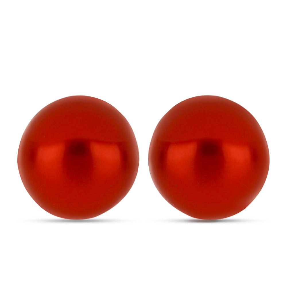 Pendientes de Plata Bañada en Oro con Perla roja de río 1 