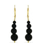 Pendientes de Plata Bañada en Oro con Ónix Negro