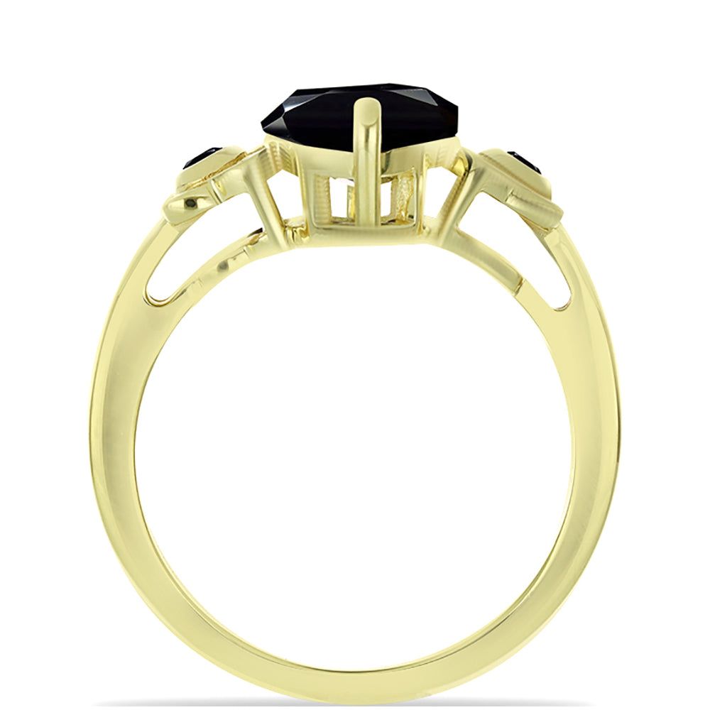 Anillo de Plata Bañada en Oro con Ónix Negro 2 