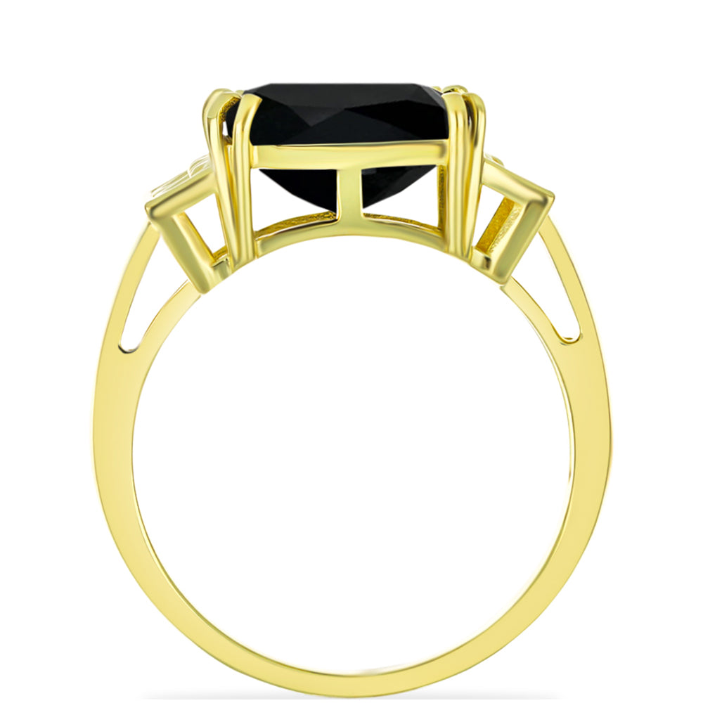 Anillo de Plata Bañada en Oro con Ónix Negro