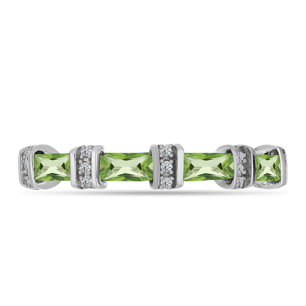 Anillo de Plata con Cuarzo Verde Helecho y Topacio Blanco 2 