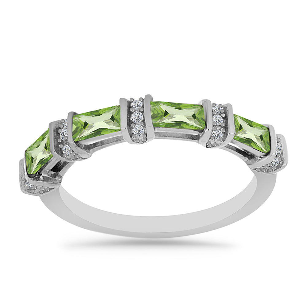 Anillo de Plata con Cuarzo Verde Helecho y Topacio Blanco 1 