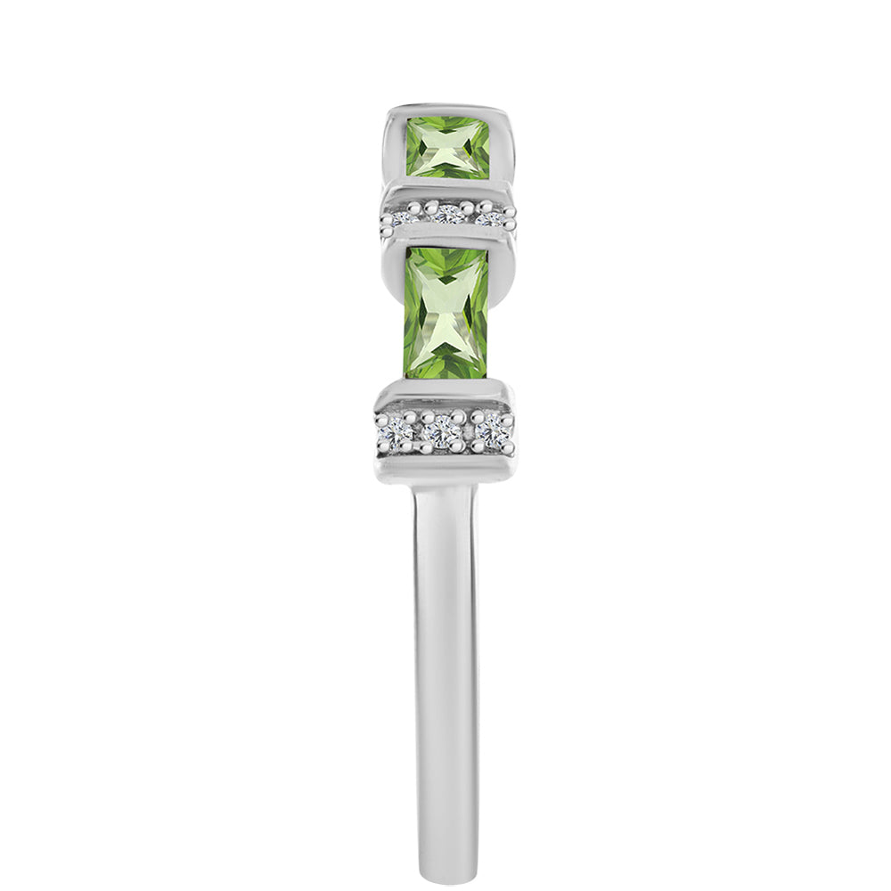 Anillo de Plata con Cuarzo Verde Helecho y Topacio Blanco 4 
