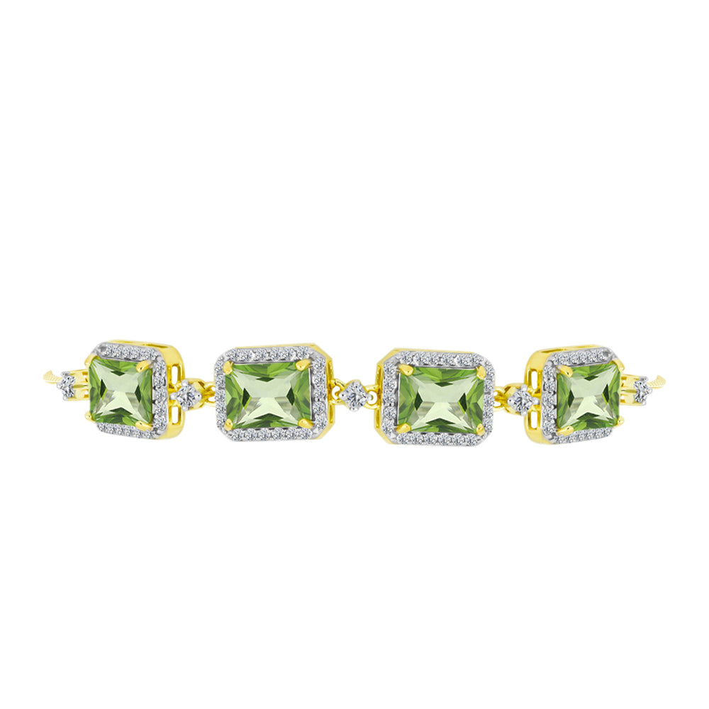 Pulsera de Plata con Cuarzo Verde Helecho y Topacio Blanco 2 