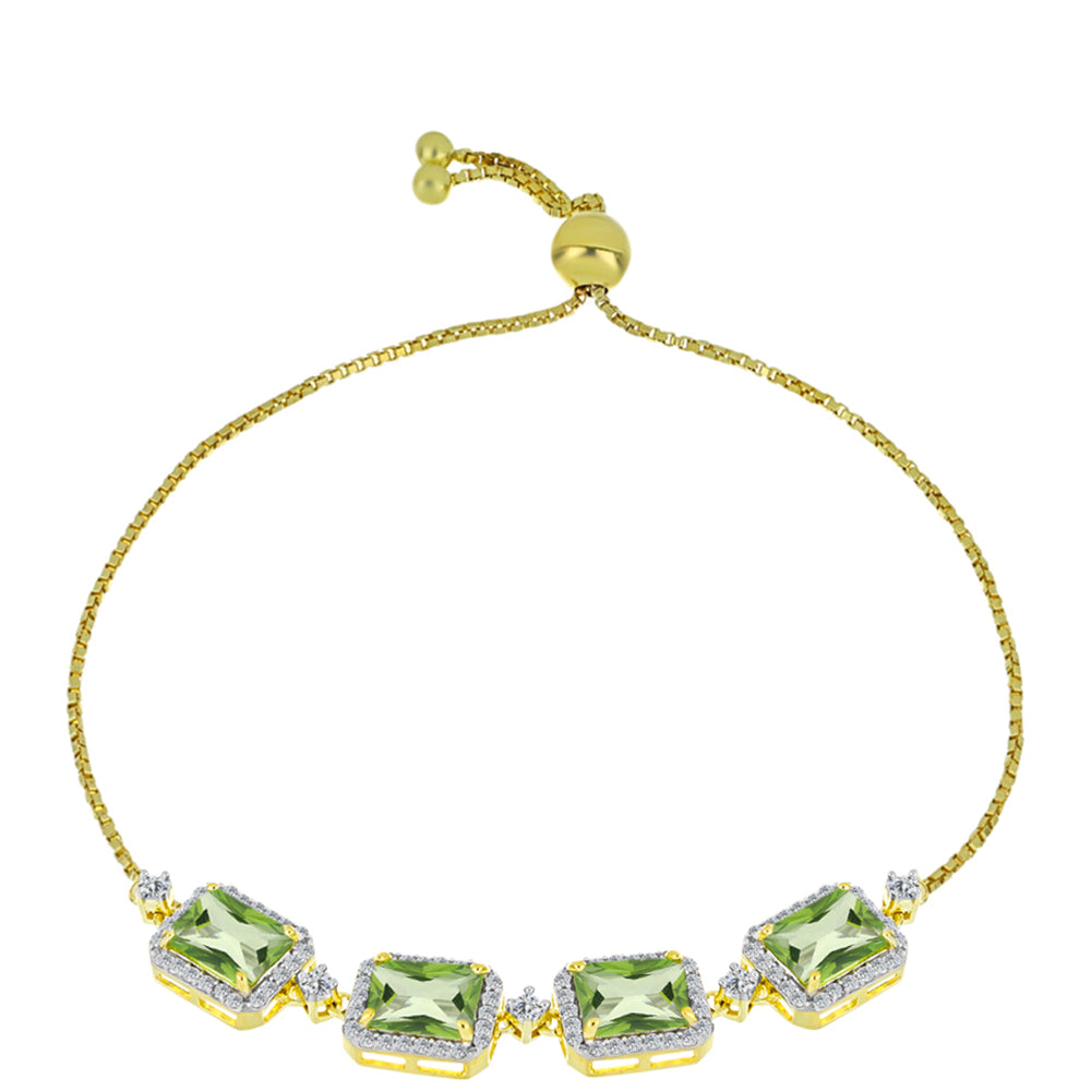 Pulsera de Plata con Cuarzo Verde Helecho y Topacio Blanco 1 