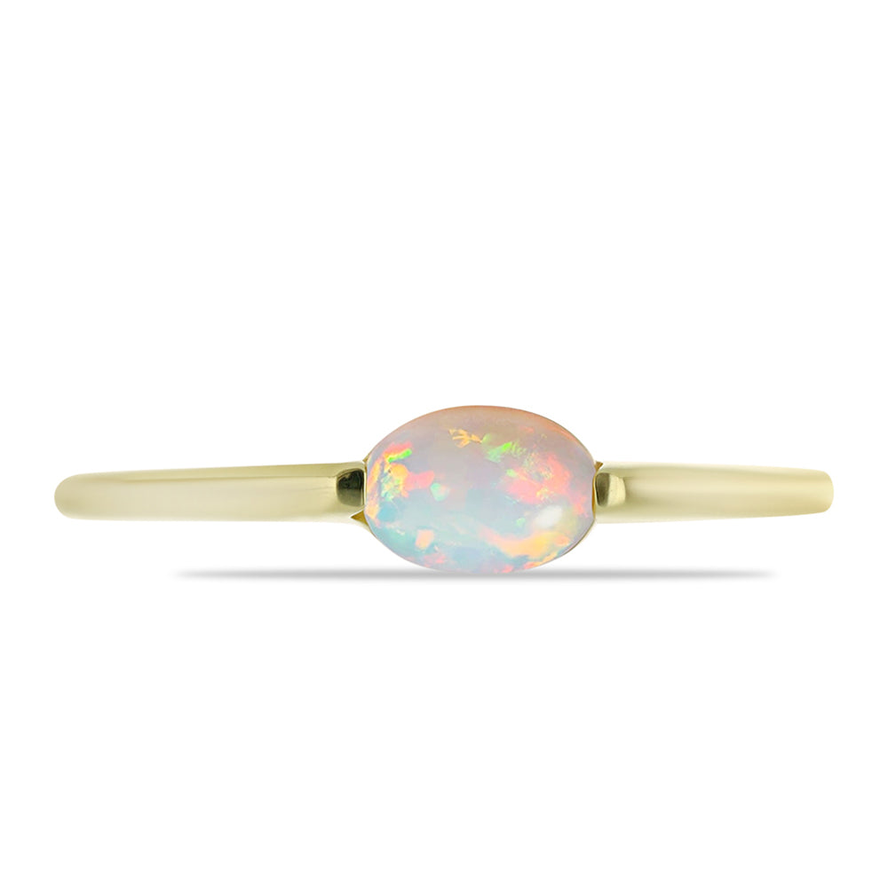 Anillo de Plata Bañada en Oro con Ópalo Welo 1 