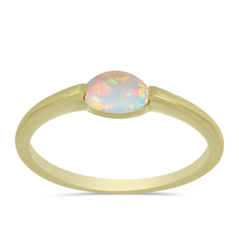 Anillo de Plata Bañada en Oro con Ópalo Welo 3 