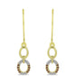 Pendientes de Plata Bañada en Oro con Diamante Champagne y Diamante blanco