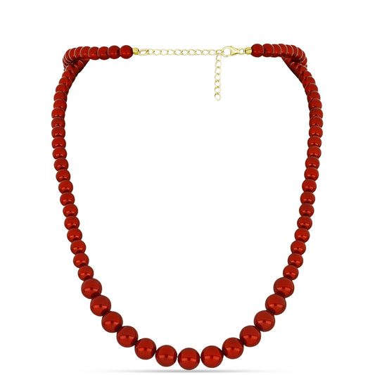 Collar de Plata Bañada en Oro con Perla roja de río