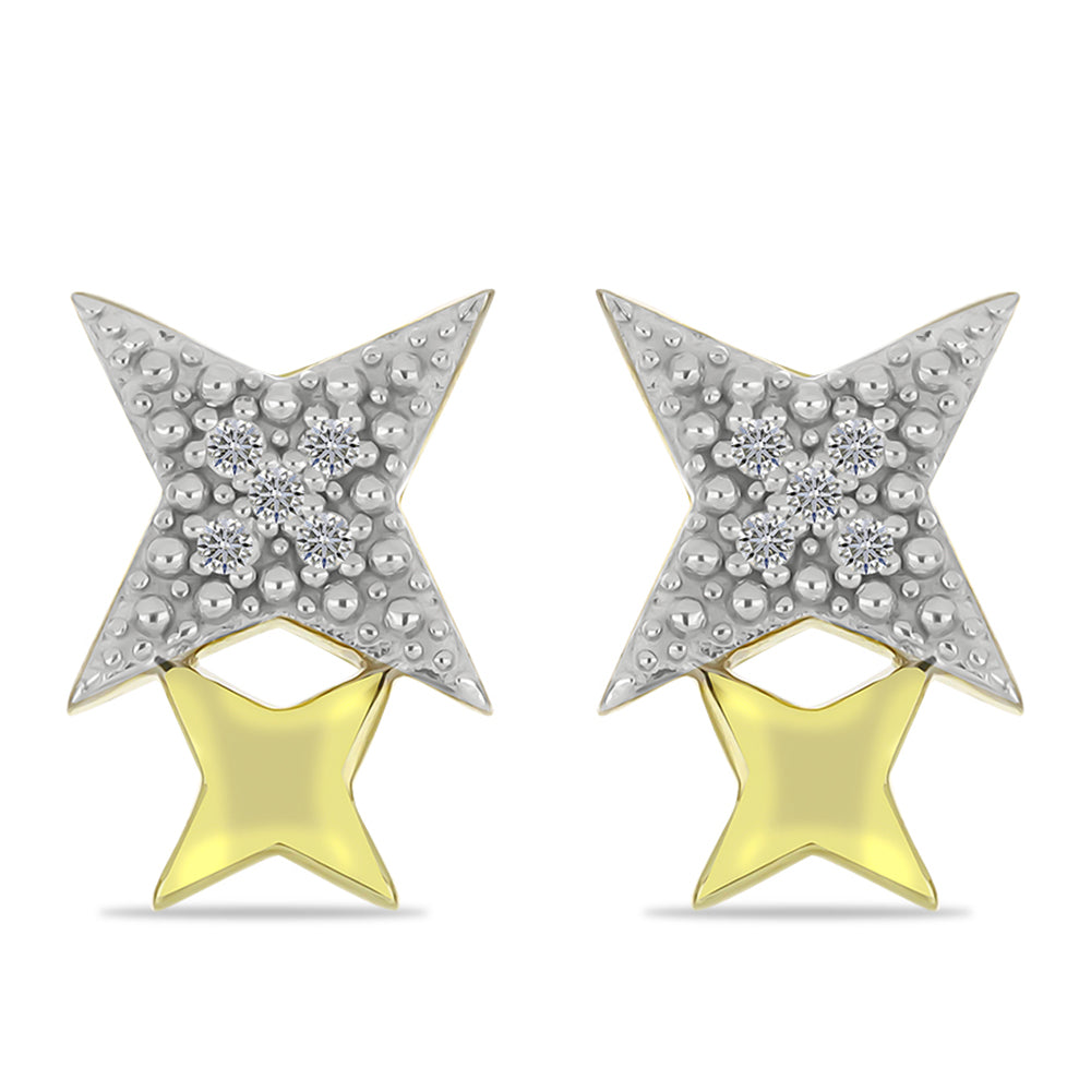 Pendientes de Plata Bañada en Oro con Diamante blanco 1 