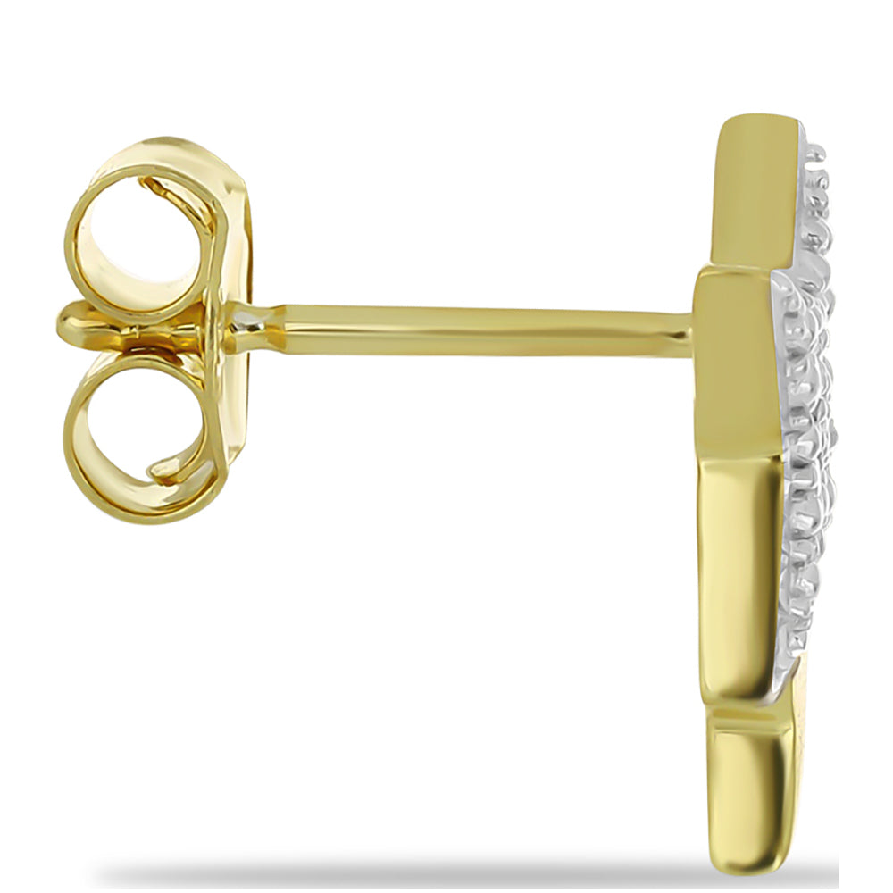 Pendientes de Plata Bañada en Oro con Diamante blanco 2 