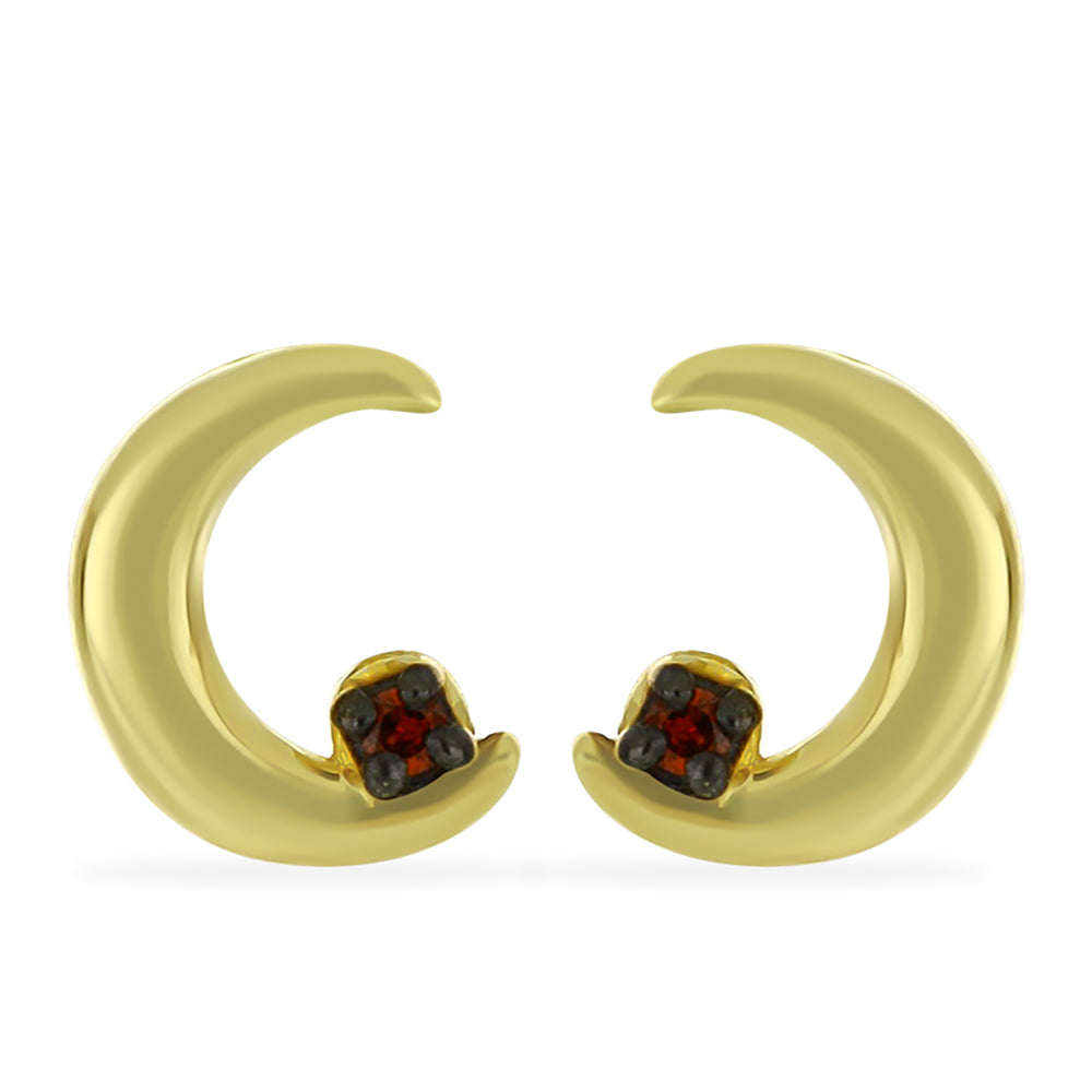 Pendientes de Plata Bañada en Oro con Diamante Rojo 1 