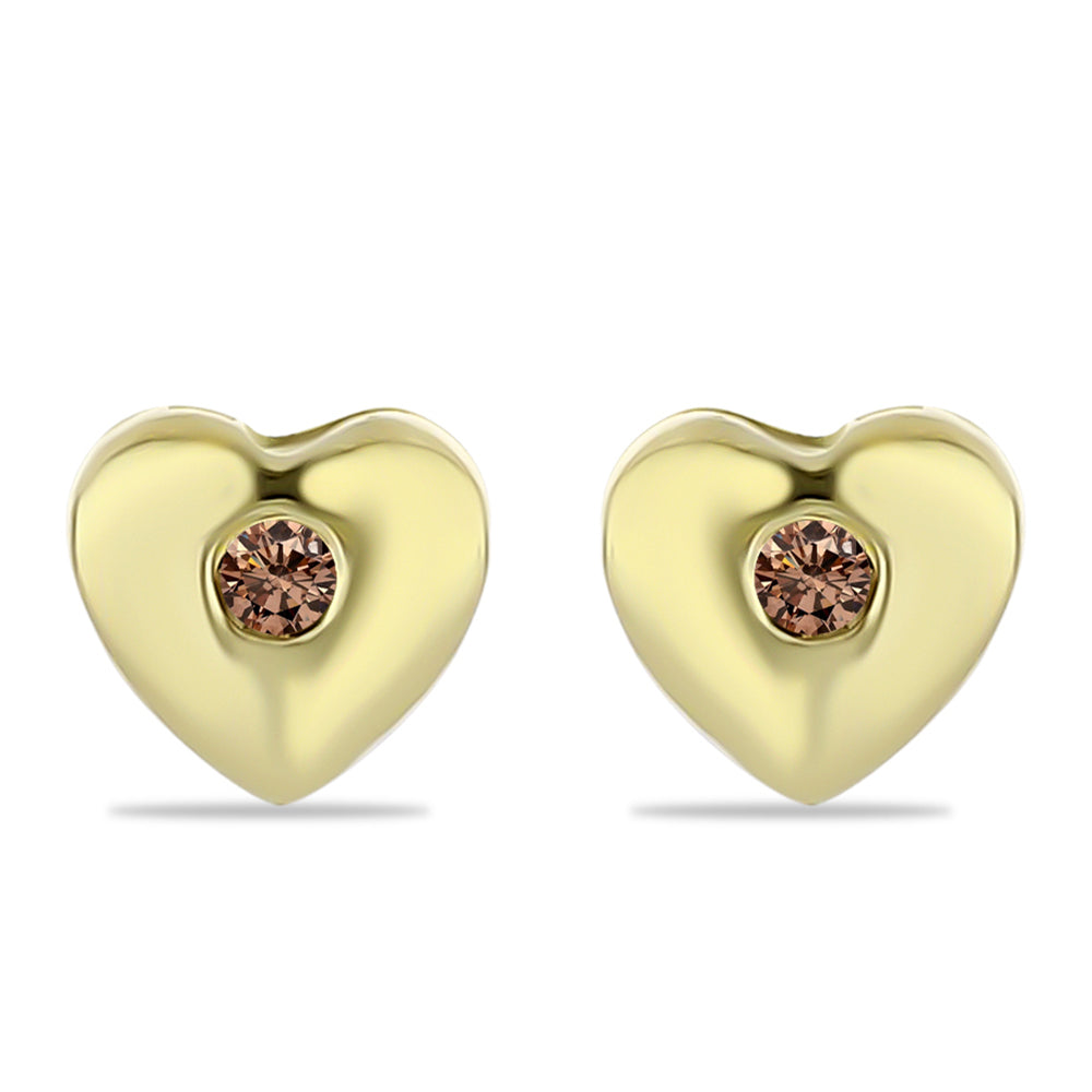 Pendientes de Plata Bañada en Oro con Diamante Champagne 1 