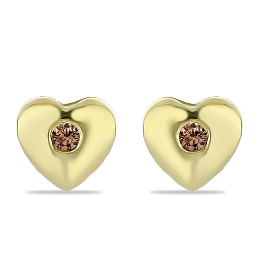 Pendientes de Plata Bañada en Oro con Diamante Champagne